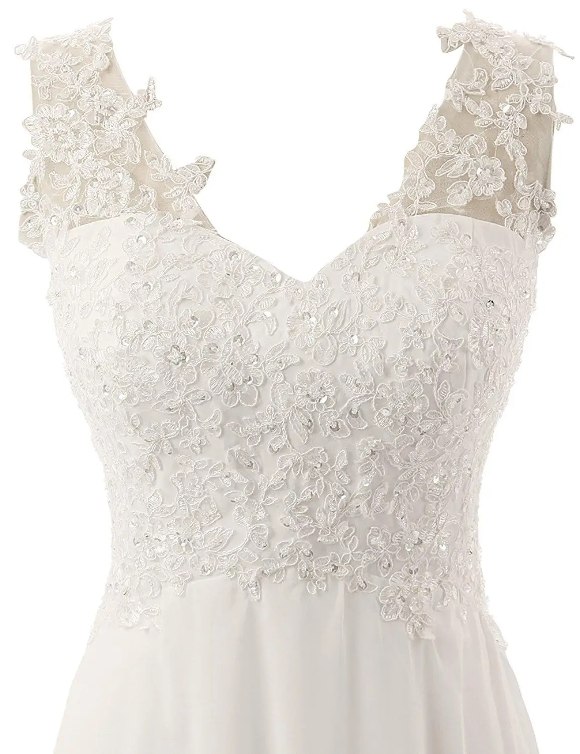 

Beach Wedding Dresses Chiffon Lace Appliques Bridal Gown White/Lvory Backless Vestido De Noiva