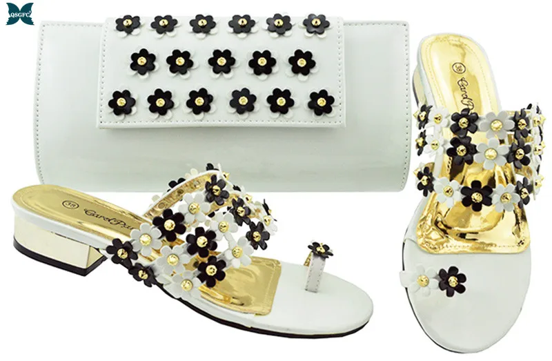 Новейший Свадебный комплект из сумки и обуви в нигерийском стиле золотистый цвет