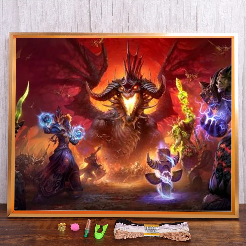 

World Of Warcraft Pre-Printed 11CT Cross-Stitch Full Kit Embroidery DMC Threads Hobby Handicraft Sewing Craft Jewelry Decor