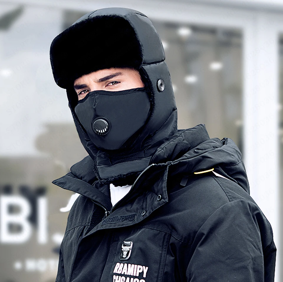 Мужская и женская зимняя теплая ветрозащитная велосипедная шапка с