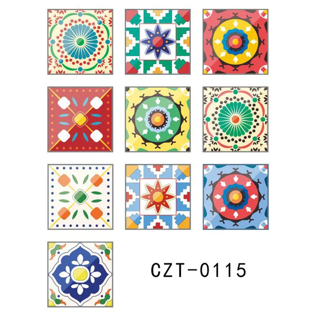 10 шт./пакет разноцветной мозаикой дизайн самоклеющиеся наклейки в форме плитки с