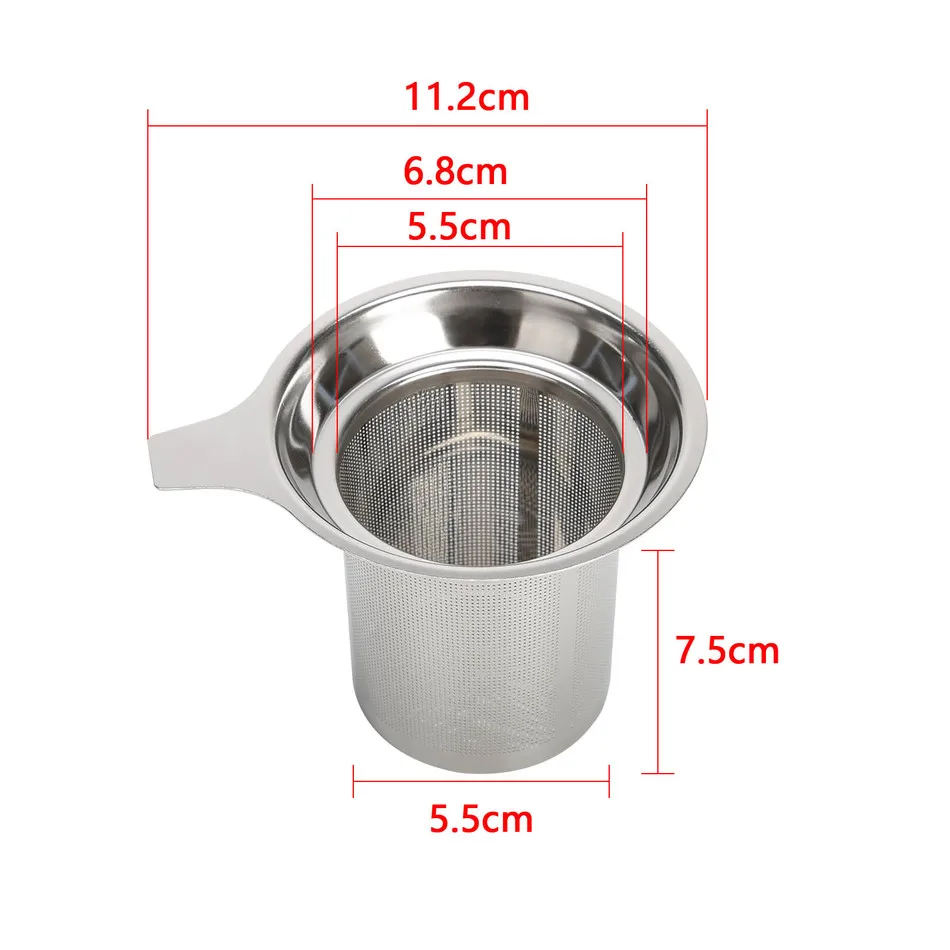 

Reusable Tea Mesh Infuser Strainer pot 304 Stainless Steel Loose Leaf Spice Filter Kitchen Accessories Handle Clip