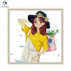 Рисунок Hello Girl, Набор для вышивки крестом Aida 14CT 11CT, счетный холст, Набор для вышивки, сделай сам, рукоделие, украшение для дома, живопись