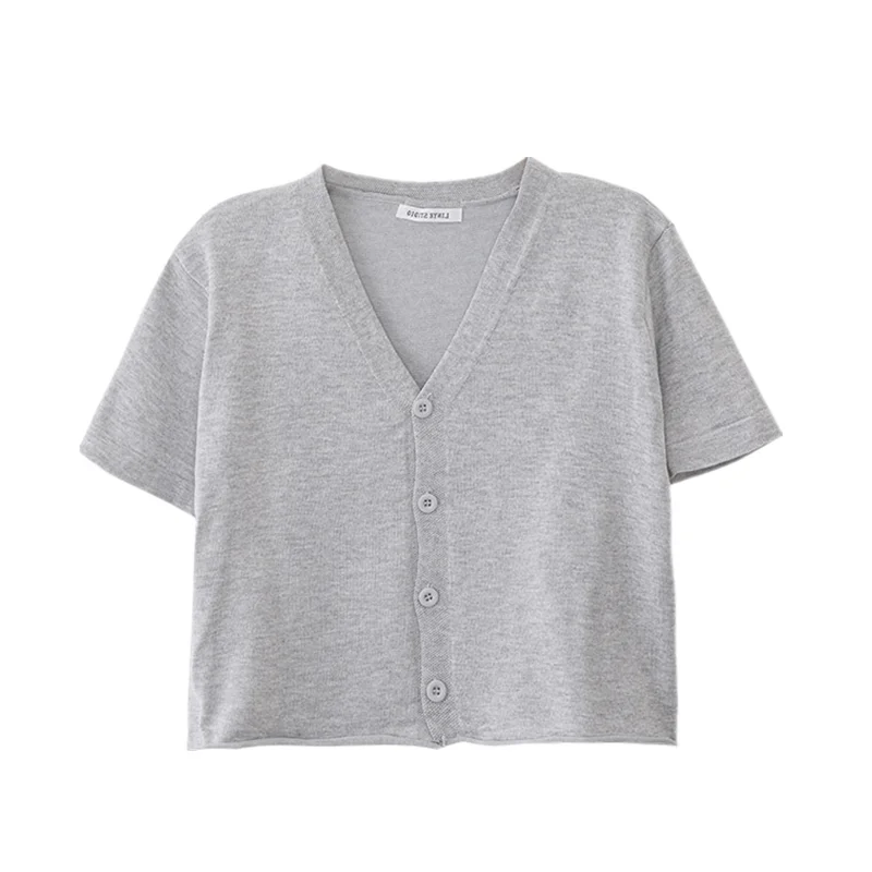 

Solid Color V-neck Short T-shirt for Women 2021 New Loose Korean Ins Trendy Harajuku Style Half Sleeve Top