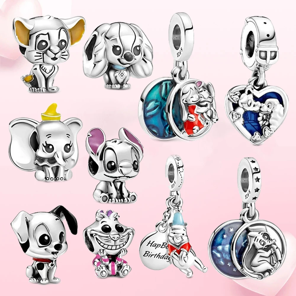 

Cartoon Animals 925 Sterling Silver Beads Cute Lion Elephant Puppy Charms Fit Original Pandora Bracelet Women DIY Jewelry