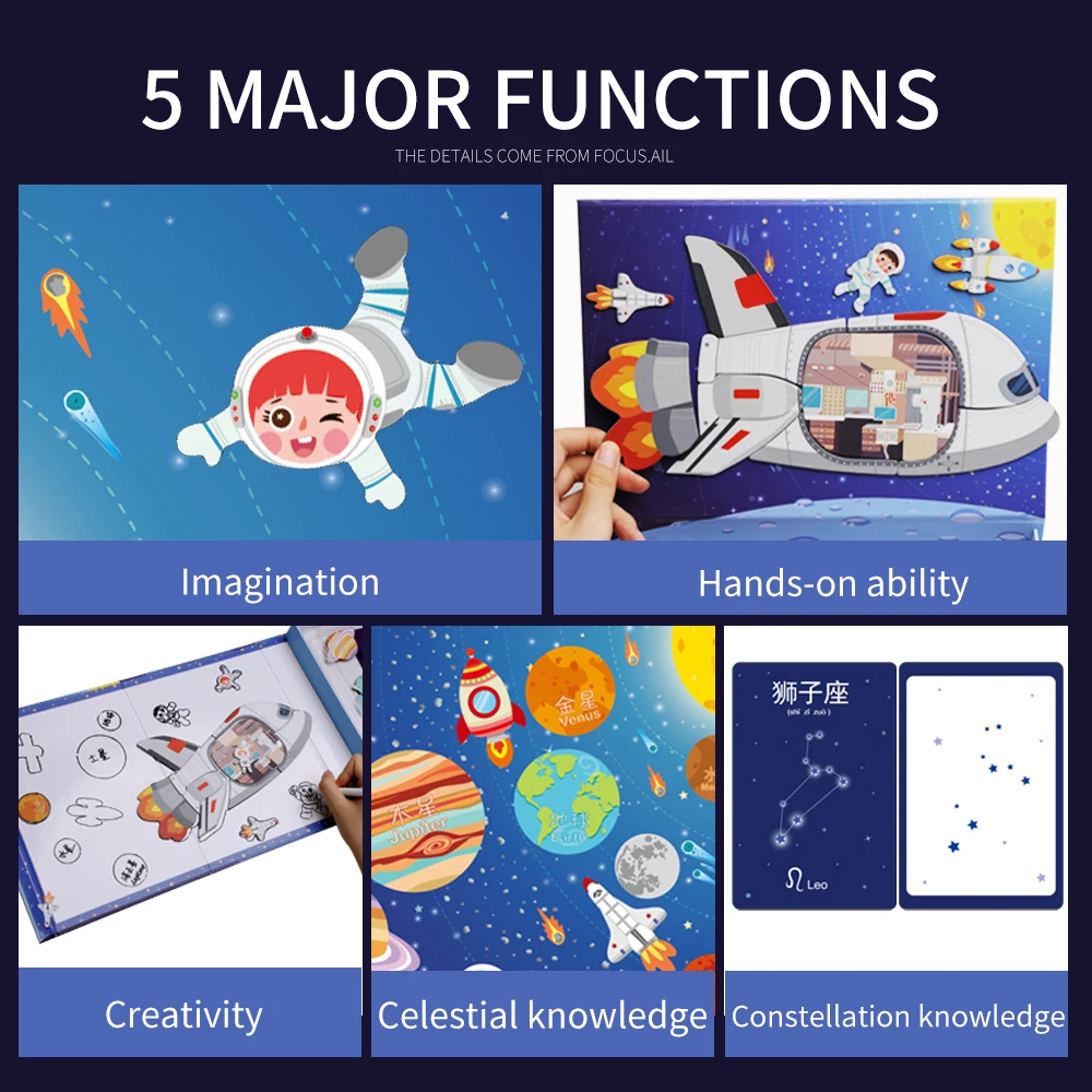 Обучающие головоломки Монтессори игрушки для изучения космоса магнитная