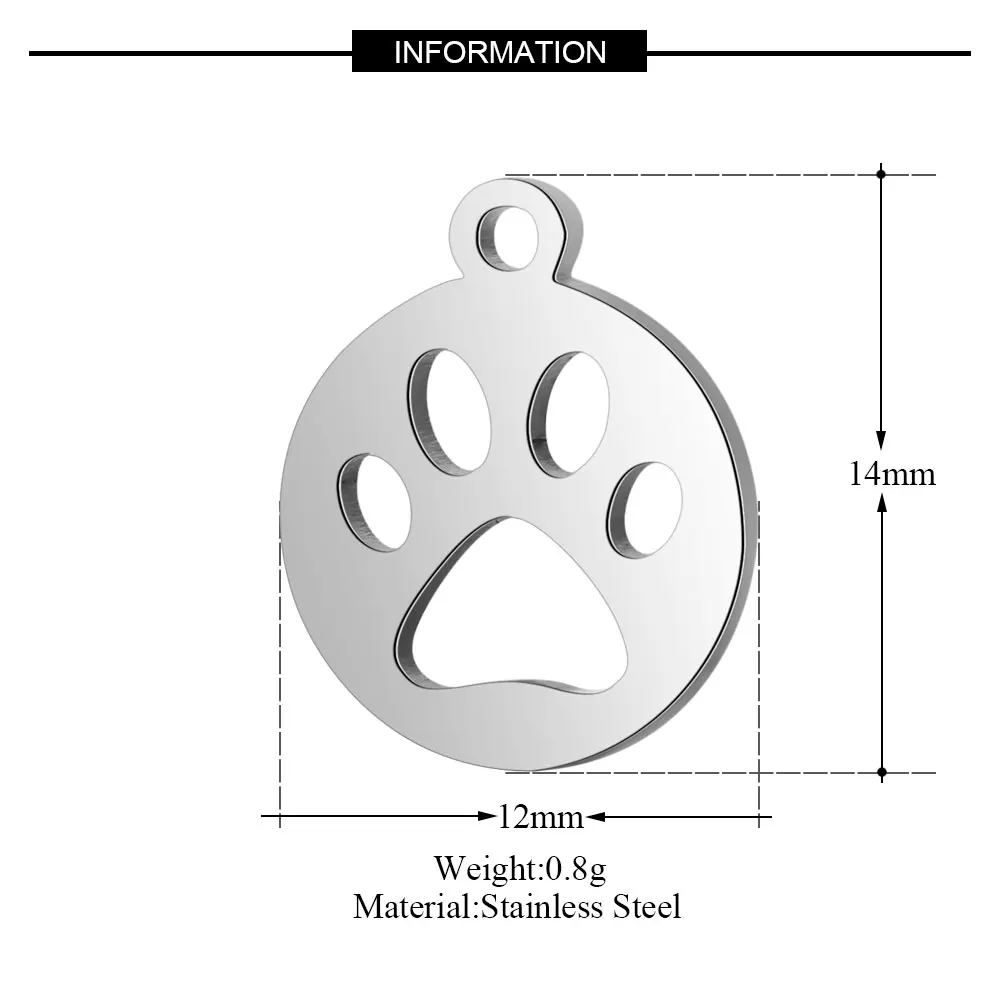 Wholesale 10-Piece Pet Dog Paw Charm - Durable Stainless Steel DIY Jewelry Pendant for DIY Jewelry Making and Finding image 3