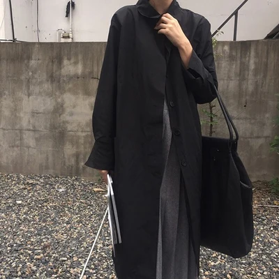 Dark dresses waitmore trench coat 2020 new retro black student loose mid-length coat