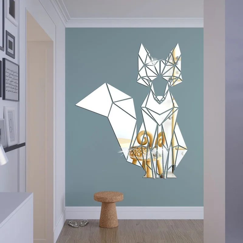 

3D Animal Series Wolf Elephant Creative Self-adhesive Acrylic Mirror Wall Sticker Background Wall Crystal Ornament Decoration