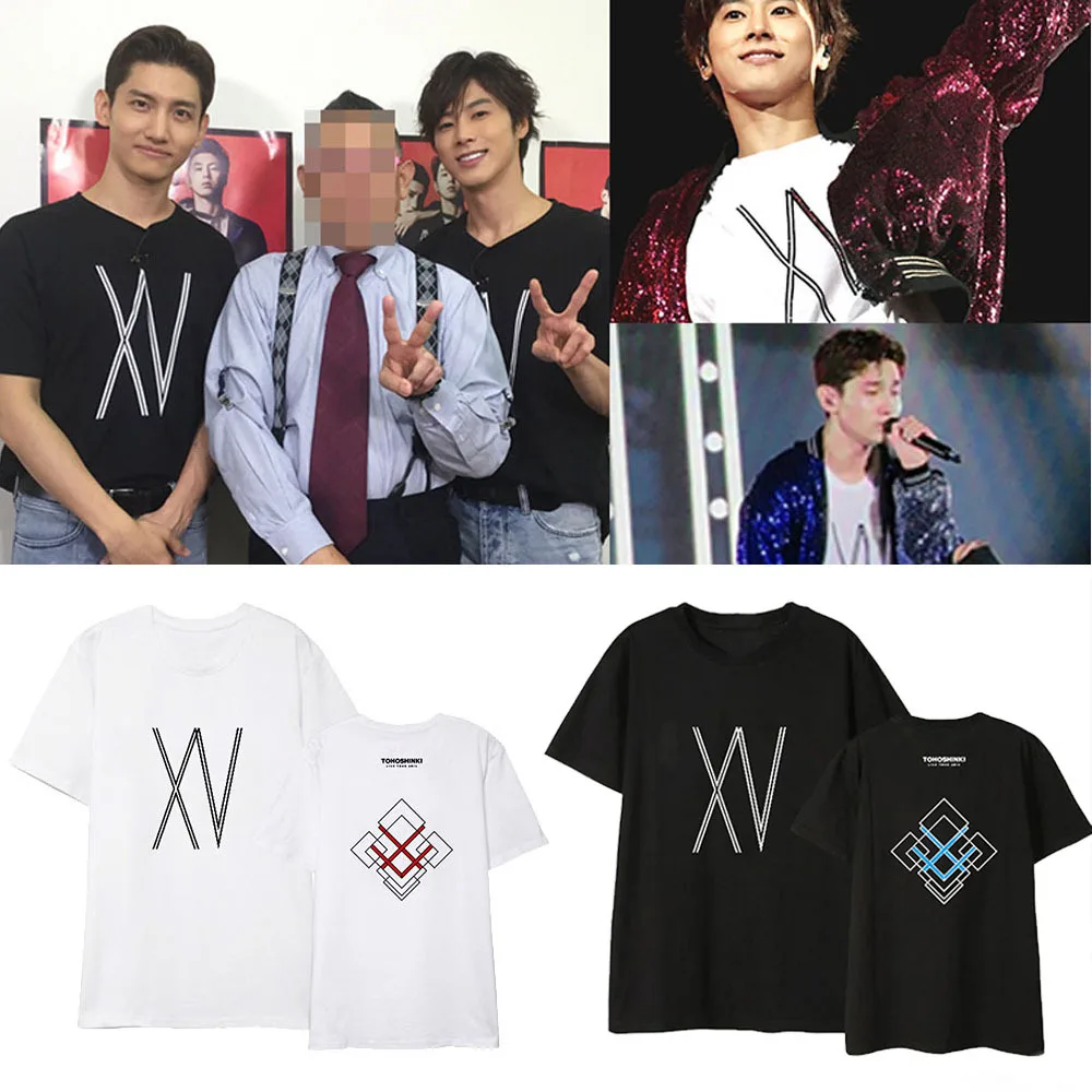 Kpop Tvxq 15th concert Tohoshinki футболки с принтом U know Max хип хоп свободные коротким рукавом