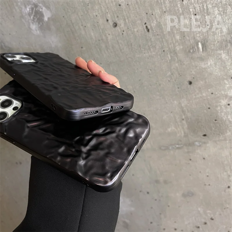 Роскошный Матовый черный чехол из оловянной фольги для телефона iphone 13 12 11 Pro Max 7 8