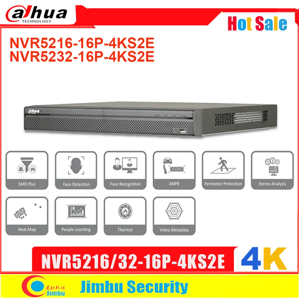 Сетевой видеорегистратор Dahua 4K 16CH 32CH 16POE NVR5216 16P 4KS2E NVR5232 SMD плюс ANPR подсчет людей ePoE