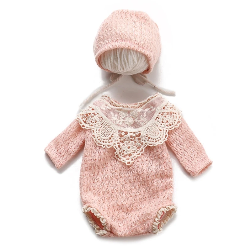 

Baby Cotton Hat Romper Set Newborn Photography Props Bonnet Cap Jumpsuit Suit Outfit Infants Photo Shooting Clothing