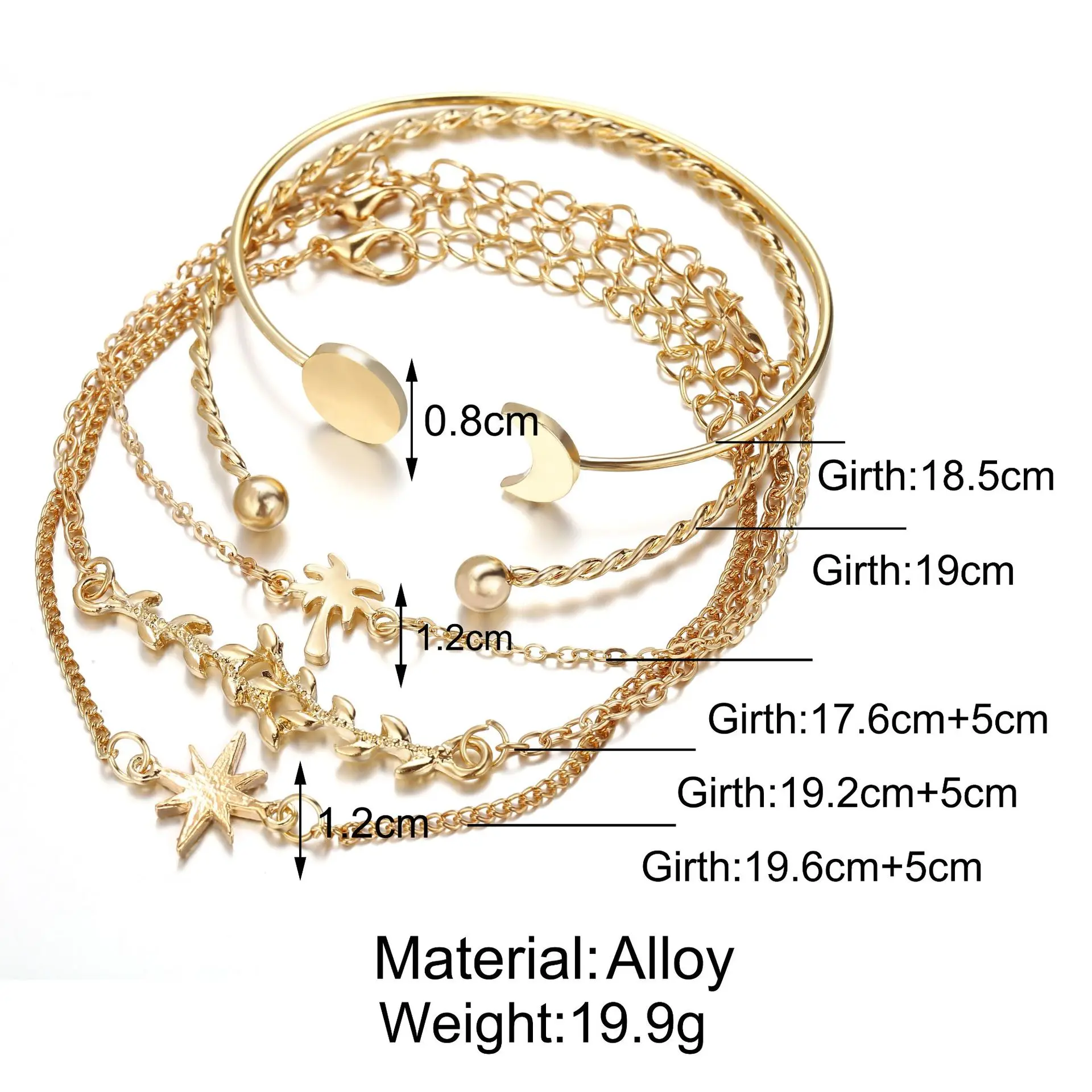 DIEZI Vintage Fashion Gold Rhinestone Cuff Bangle Bracelets Set For Women 2019 New Bohemian Heart Round Charm Bracelet Jewelry | Украшения