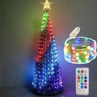 20m smart rgb christmas tree fairy light garland copper wire led string light with remote for christmas wedding party holiday