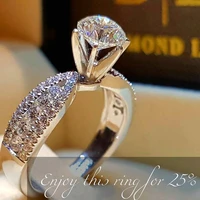 s925 new trendy crystal engagement design hot sale rings for women aaa white zircon cubic elegant rings female wedding jewelry