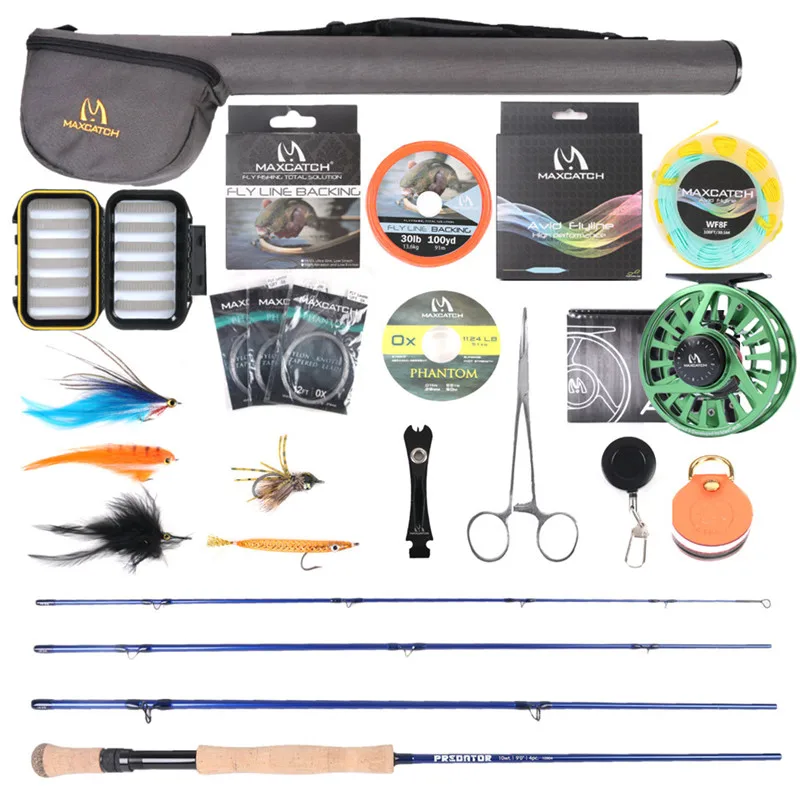 Green Reel Combo Maximumcatch Predator 9ft 8-10WT полная морская муха катушка линия крючки аксессуар комбо полный морской муха Fising Rod Kit - Цвет: Green Reel Combo