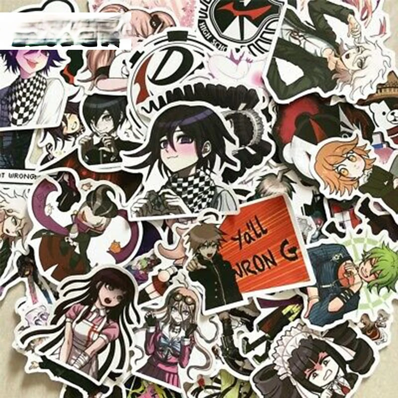 

50pcs Danganronpa Stickers for Children Kids Guitar Cans Fridge Laptop Car Sticker Pack Set Anime Stickers Suitcase