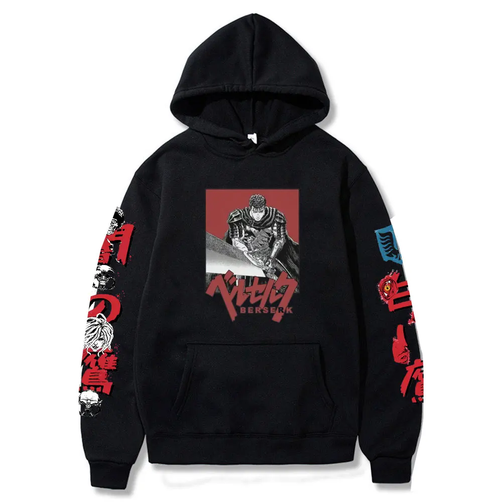 

Japan Anime Berserk Guts Hoodie Men Women Harajuku Cartoon Premium Oversized Print Hoodies Unisex Pullover Mens Sweatshirts Tops