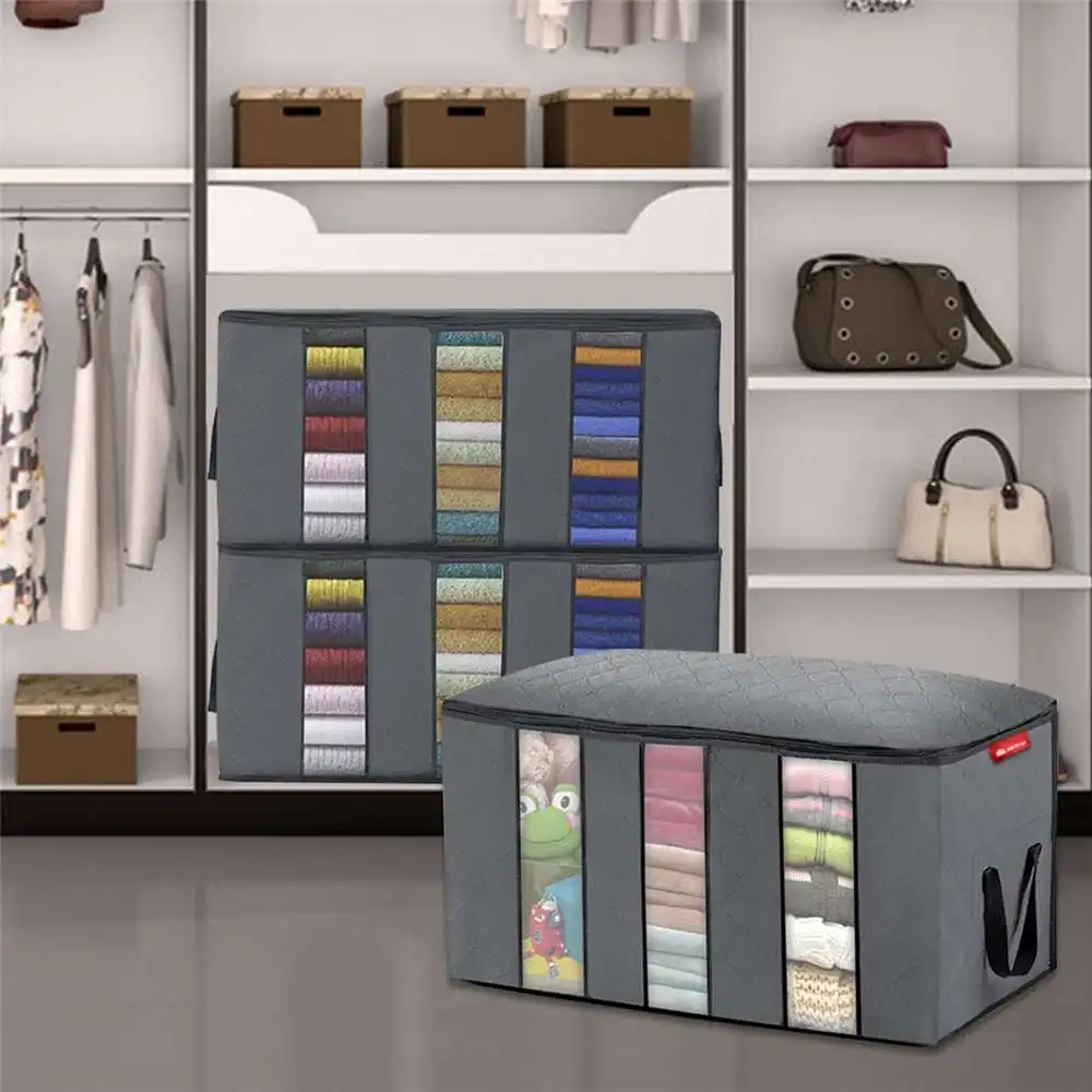 

4Pcs/Set Clothes Quilt Storage Bag Blanket Closet Sweater Organizer Box Sorting Pouches Cabinet Container Home Dropshipping