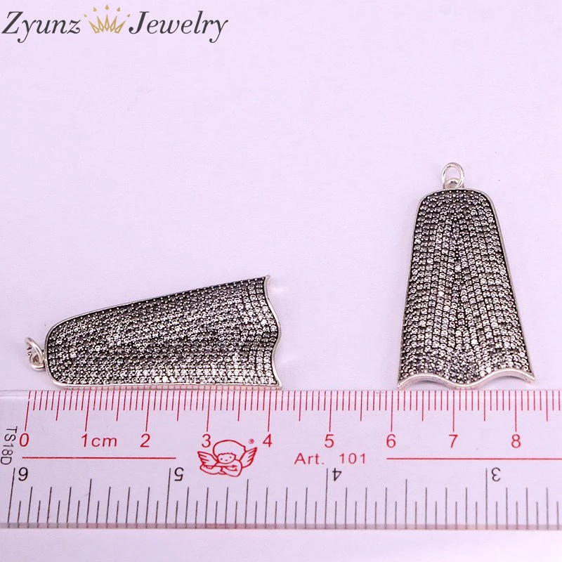 

4PCS, Antique Silver Color Pave Clear CZ Crystal Bell Pendants Necklaces Fashion Jewelry Metal Chain elegant Vintage Gift