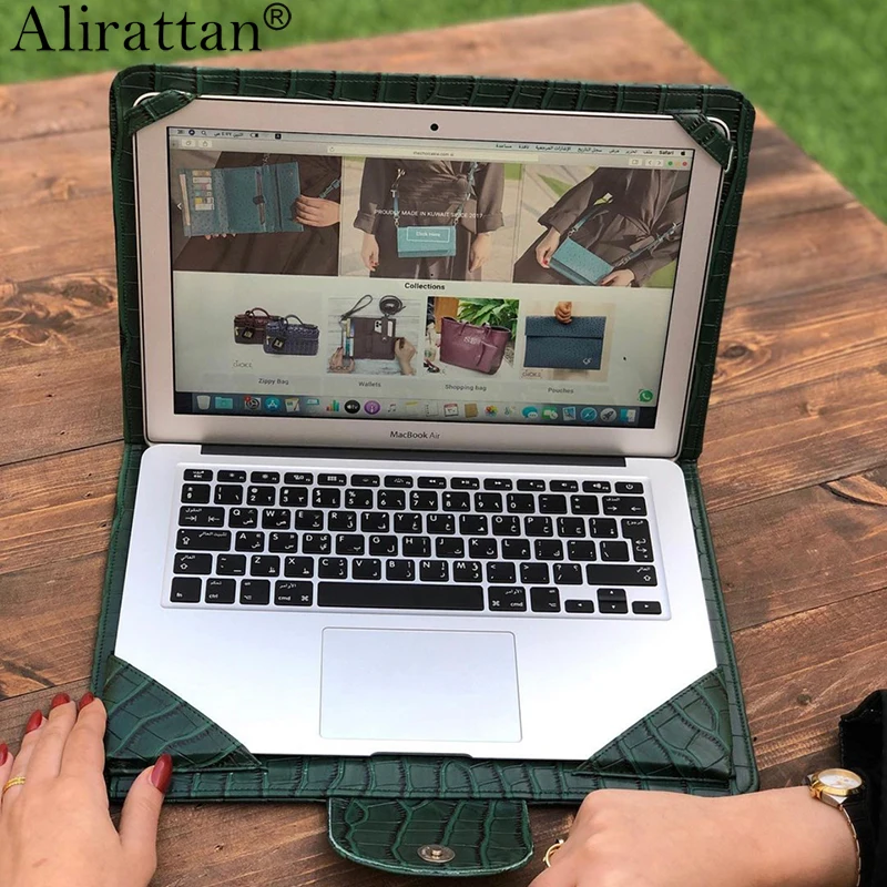 

Crocodile pattern PU leather Folder Laptop Case 2022 New Fashion Brand Macbook Air Pro 13.3 Inch Computer Cover Private Custom