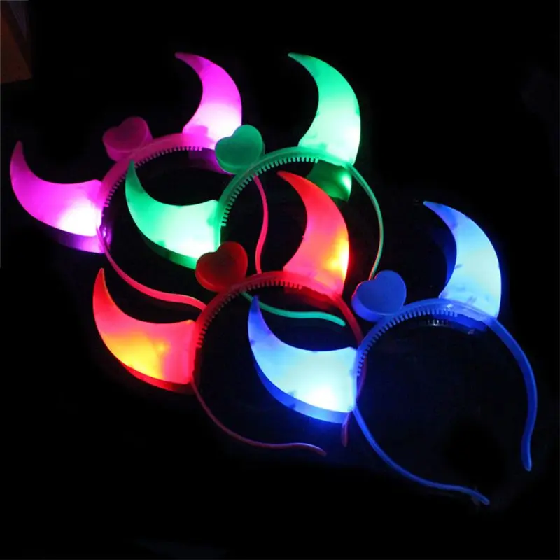 

4Pcs/Set Adult Kids Luminous Light Headband Lovely Horn Hair Hoop Party Decor
