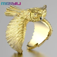 electroplating 18k gold platinum retro owl temperament personality literary wing fashion elegant unisex female opening rings