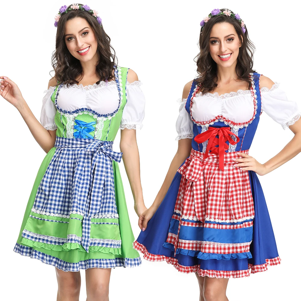 

Traditional Bavarian Octoberfest German Beer Wench Costume Adult Oktoberfest Dirndl Dress With Apron