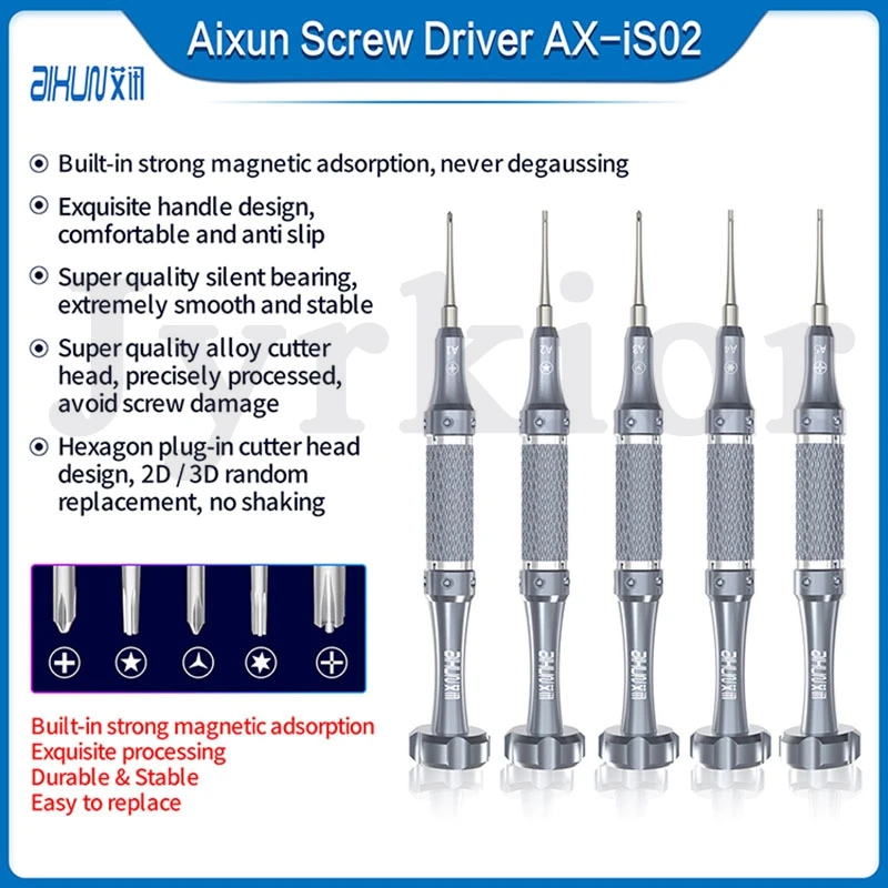 

AiXun iDriver Non-slip 3D Screwdriver 0.8 Torx 0.6 Y-Type 1.2 1.5 Phillips 2.5 T2 For Mobile Phone Repair Disassemble Tool