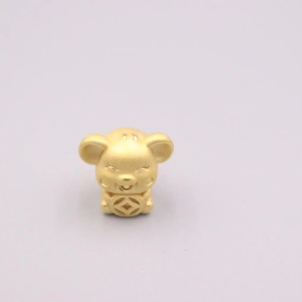 

Новая однотонная 24K подвеска из желтого золота 14x12 мм маленький Мышь Holding монета аксессуары для ручной работы из бисера