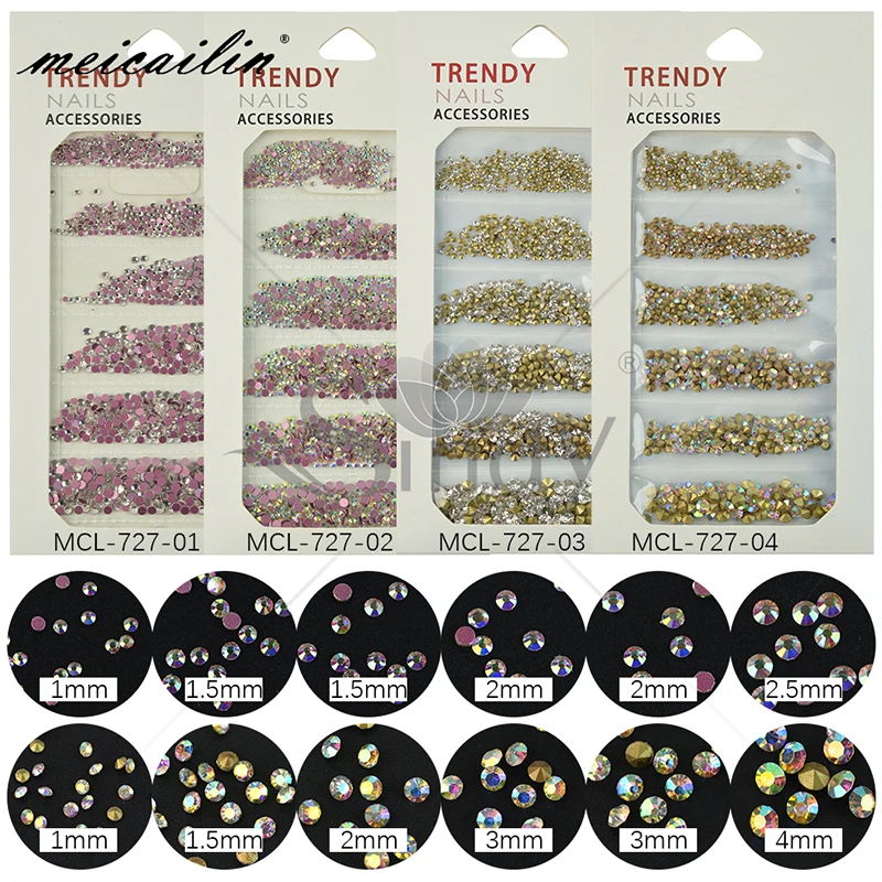 Разноразмерные Белые Стразы для ногтей из стекла AB s розовые зеркальные Подвески