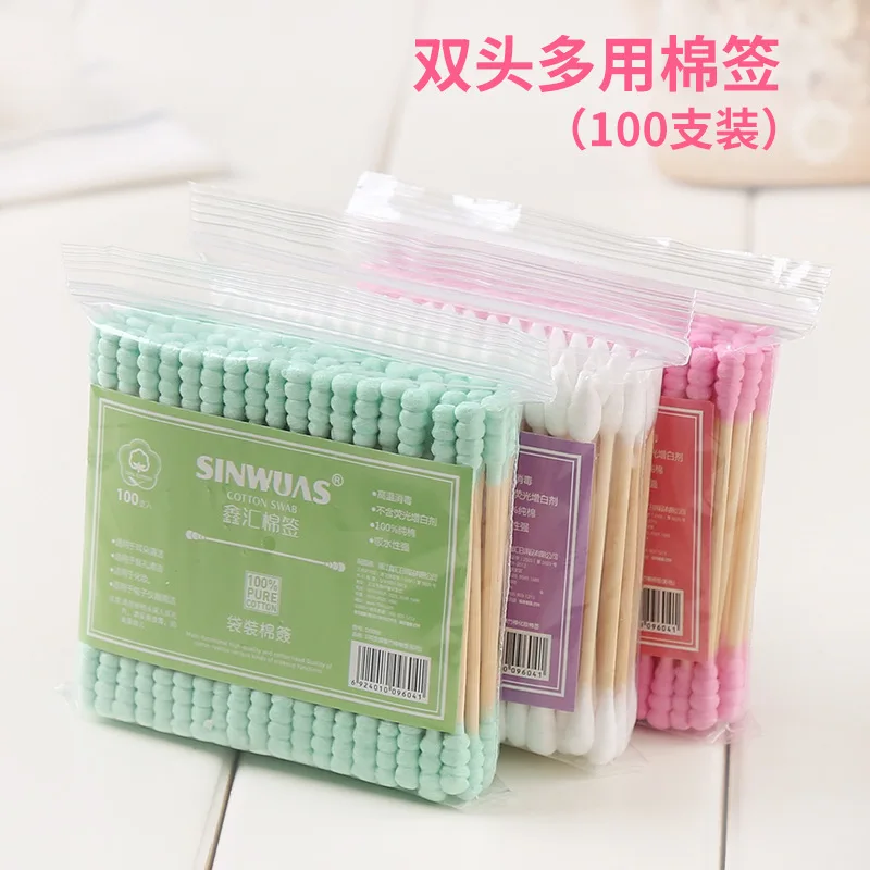 100 шт./упак. ватный тампон с двойной головкой женский макияж хлопковые