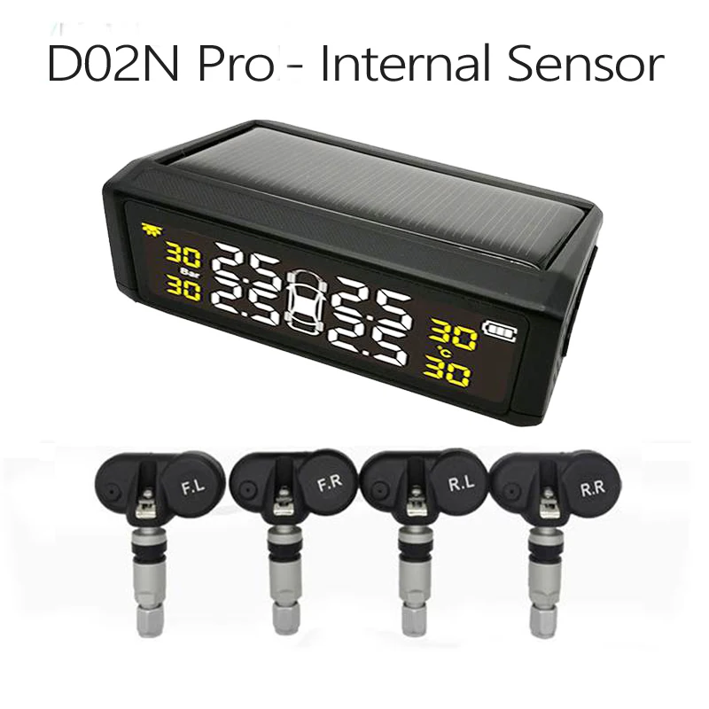 D02N Pro Internal Солнечная система контроля давления в автомобильных шинах TPMS, 4 колеса, внутренний/внешний датчик температуры шин S05N D01W D01N Visture - Тип: D02N Pro Internal