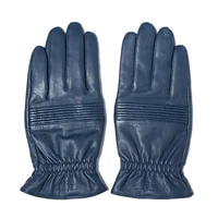 genuine leather gloves for men goatskin leather blue riding driving pilot gloves full finger windproof handschoenen winter nr33