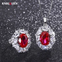 vintage 1014mm ruby women rings gemstone pendant necklace wedding cocktail party fine jewelry sets birthday gift for girlfriend