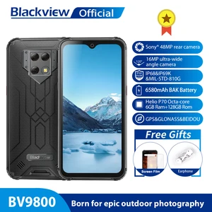 Смартфон Blackview BV9800, Helio P70, Android 9,0, 6 ГБ + 128 Гб, задняя камера 48 МП, водонепроницаемость IP68, 6580 мА  ч, 6,3 дюйма FHD мобильный телефон