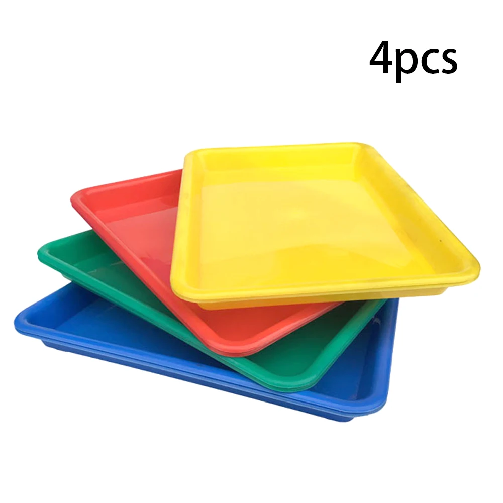 

Plastic Tray Craft Art Activity Tray Rectangular Multicolor Storage Box Tea Tray 4PCS Food Preservate Refrigerator Food Storage