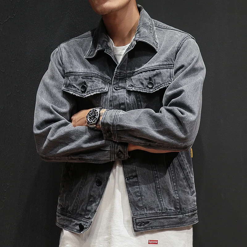 Куртка мужская джинсовая в стиле ретро модная Повседневная Свободная куртка