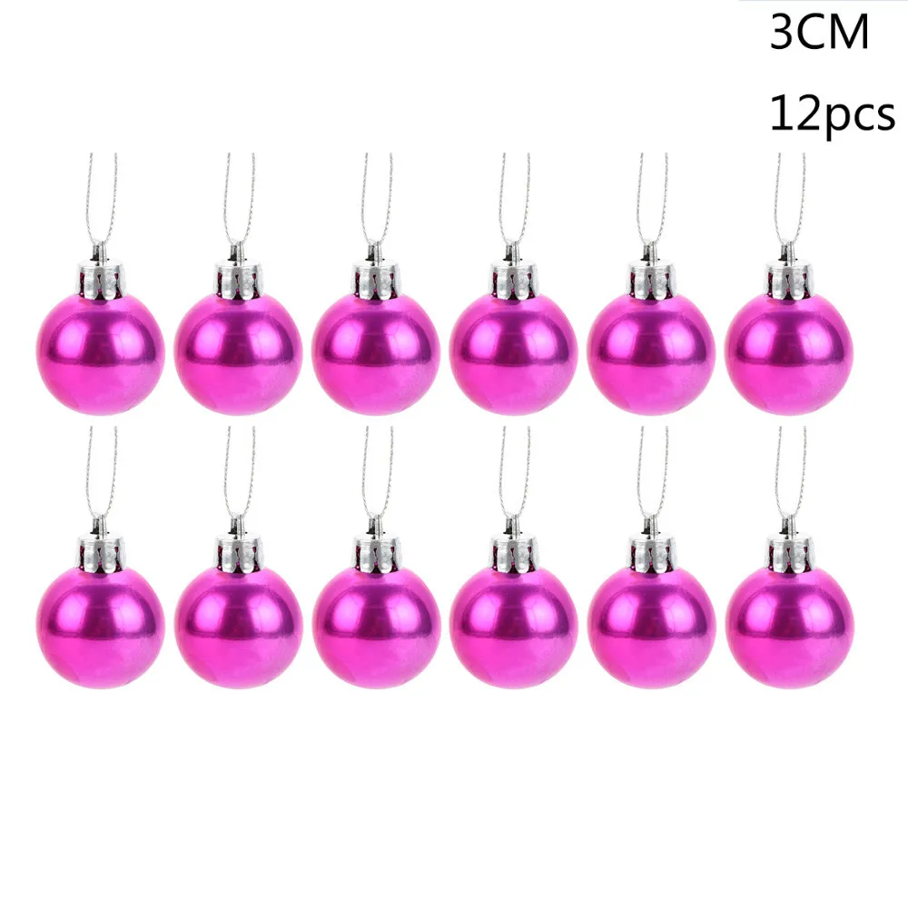 hot pink 1 комплект 12 шт. 30 мм Рождественская елка шар-безделушка подвесное украшение для домашней вечеринки Декор Рождественский шар дерево декор подвесная Подвеска L* 5 - Цвет: hot pink