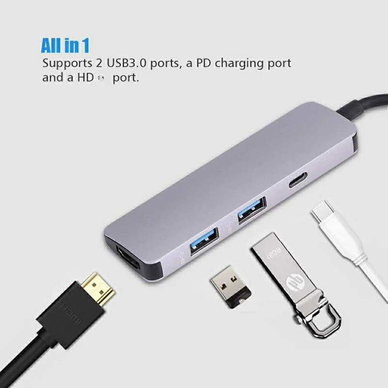Адаптер Basix USB C HDMI Type Hub Thunderbolt 3 для MacBook Samsung Galaxy S9 Huawei P20 Mate 20 Hub|Кабели VGA| |