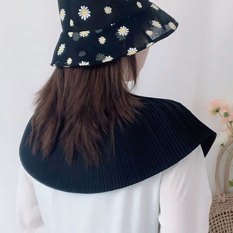 

Korean Women Fan-Shaped Pleated False Collar Personality Solid Color Decorative Blouse Ruffle Large Shawl Cloak Capelet