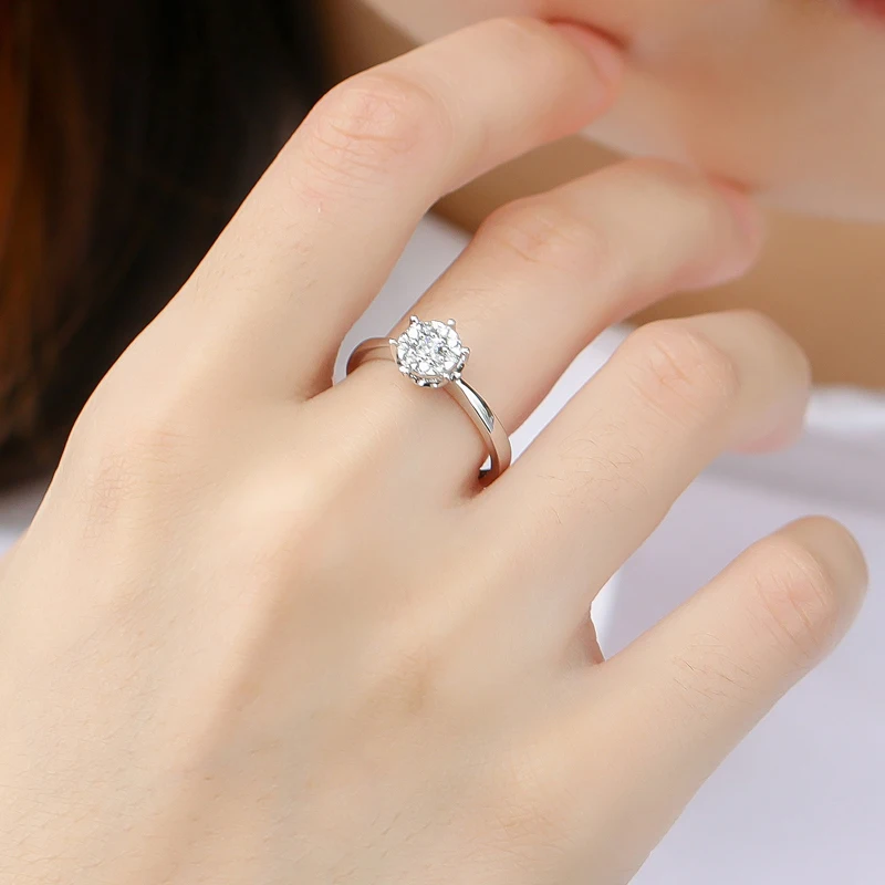 Кольцо для помолвки с бриллиантами EDI 14 k белое золото 0.23ctw G/SI натуральное