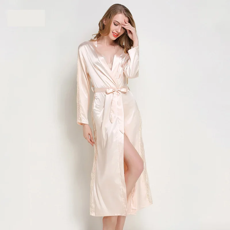 

Women Lace Nightgown Satin Silk Nightdress Nighties Sexy Pijama Mujer Leisure Bathrobes Insta-Famous Home Service