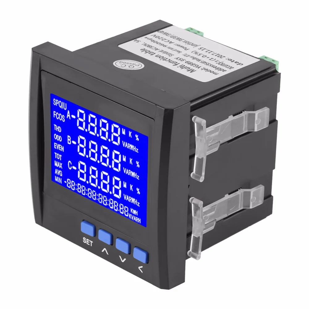 Многофункциональный 3-фазный Напряжение частоты Мощность производителем электрических Счетчиков VA Гц кВтч RS485