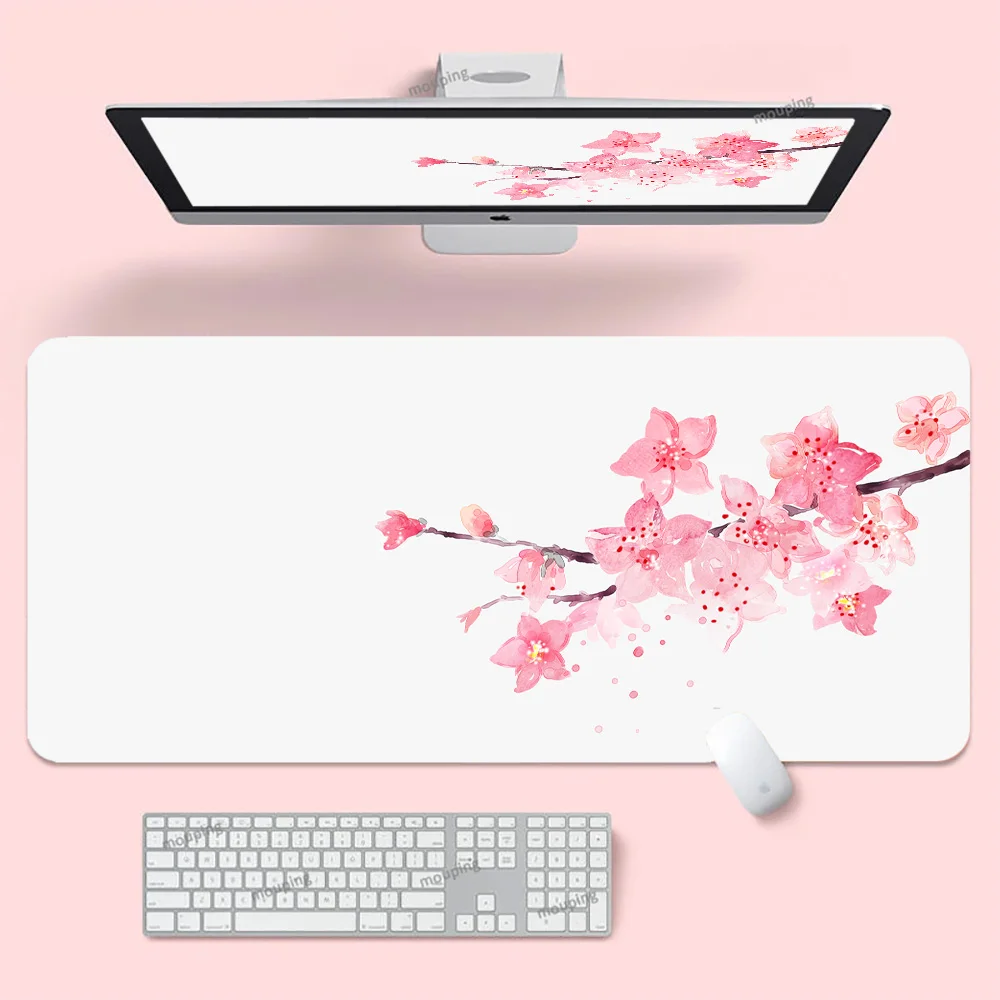 

Sakura Desk Mat Japan Mouse Pad Company Black and White Mousepad Pink Gaming Accessories Aesthetic Mausepad Mechanical Keyboard