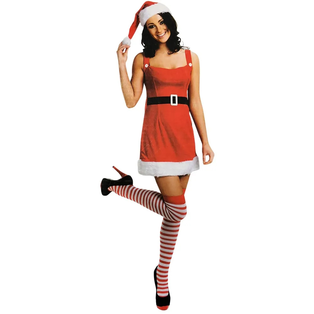 

Sexy Sleeveless Mrs Santa Cosplay Costume Women Christmas New Year Mini Dress