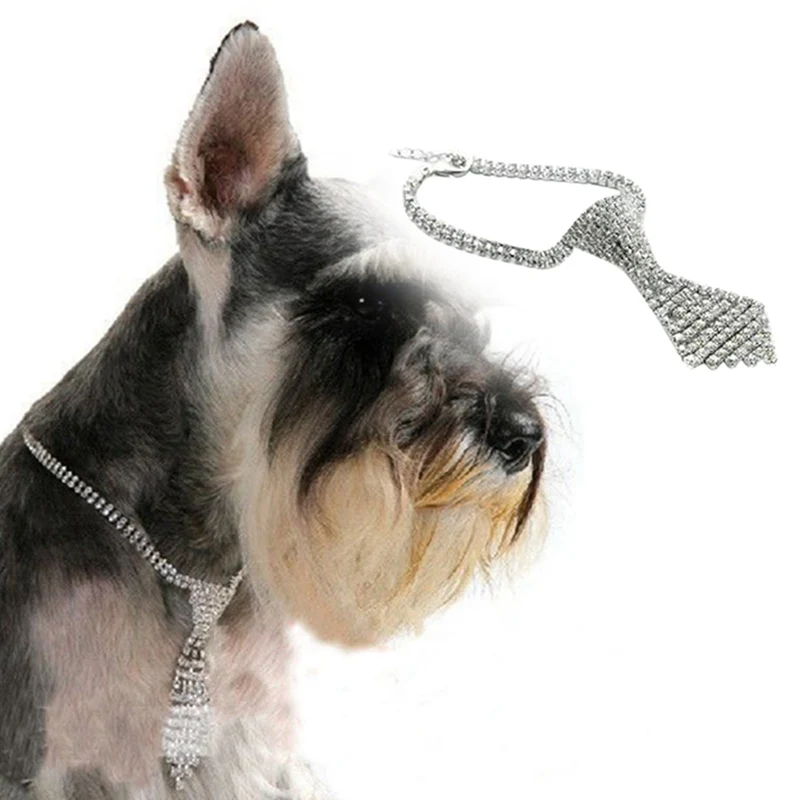 Регулируемый декоративный ошейник стразы Блестящий галстук для собак мальчиков