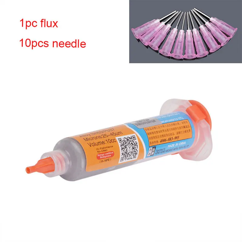 

1x XG-Z40 10cc Syringe Solder Paste Tin Cream with 10pcs Needle Welding Solder BGA Flux For Soldering Welding Tool Repair Rework