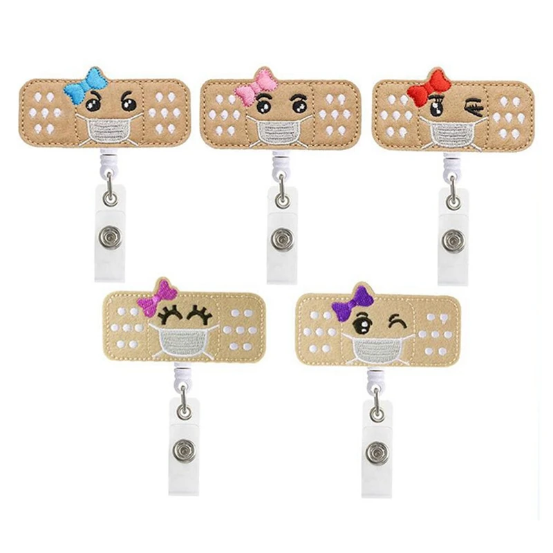 

5 PCS Badge Reel Holder with Alligator Clip Retractable Cute Felt Badge Clip for Nurse Teachers Staff Member